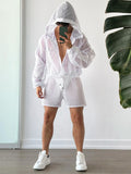 Mens Mesh See-Through Hooded 2 Pieces Outfits SKUJ46919