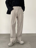 Mens Solid Pleated Turn Up Cuff Pants SKUK02872