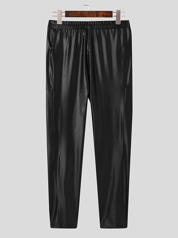 Mens Skinny Stretch Leather Pants SKUI83175