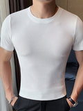 Mens Round Neck Slim Fit Short Sleeve T-Shirt SKUI88236