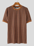 Mens Houndstooth Pattern Short Sleeve T-shirt SKUJ91562
