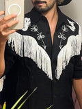 Mens Tassels Embroidered Fringe Long Sleeve Shirt SKUJ28921
