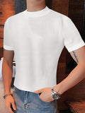 Mens Solid Short Sleeve Half-collar Knit T-shirt SKUK02726