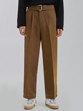 Mens Belted Pants With Contrast Stitching SKUJ43324