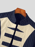 Mens Striped Patchwork Open Front Jacket SKUJ92123
