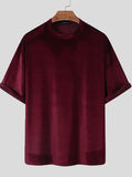 Herren-T-Shirt aus Samt mit Rundhalsausschnitt und halben Ärmeln SKUI80893