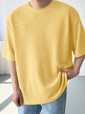 Mens Loose Waffle Knit Half Sleeve T-Shirt SKUJ42117