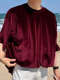 Mens Velvet Round Neck Half Sleeve T-shirt SKUI80893
