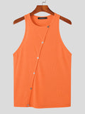 Mens Solid Button Front Knit Sleeveless Tank SKUK04214