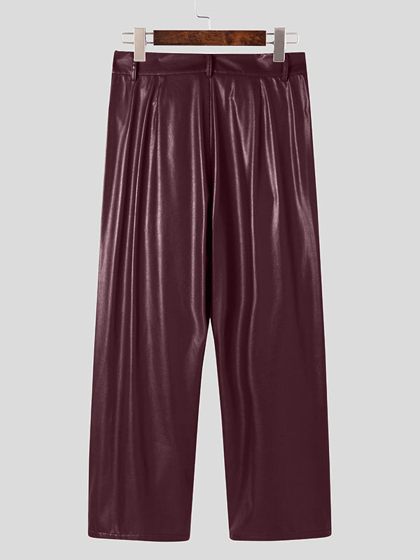Mens Patent Leather High Waist Pants SKUI77329
