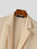 Mens Solid 3/4 Sleeve Revere Collar Blazer SKUJ97941