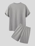 Mens Solid Pocket Short Sleeve Two Pieces Outfits SKUK00126