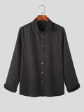 Mens Striped Lapel Casual Long Sleeve Shirt SKUK04369