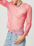 Herren Sexy Sparkle Fishnet Durchsichtiges T-Shirt SKUJ19139