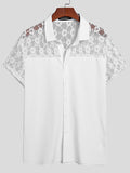 Mens Lace Patchwork Short-sleeved Shirts SKUH53320