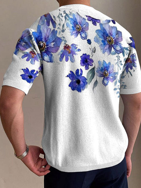 Mens Floral Print Crew Neck T-Shirt SKUK03536