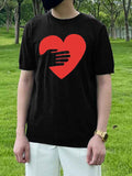 Mens Heart Hand Patched Knitted T-Shirt SKUK04433