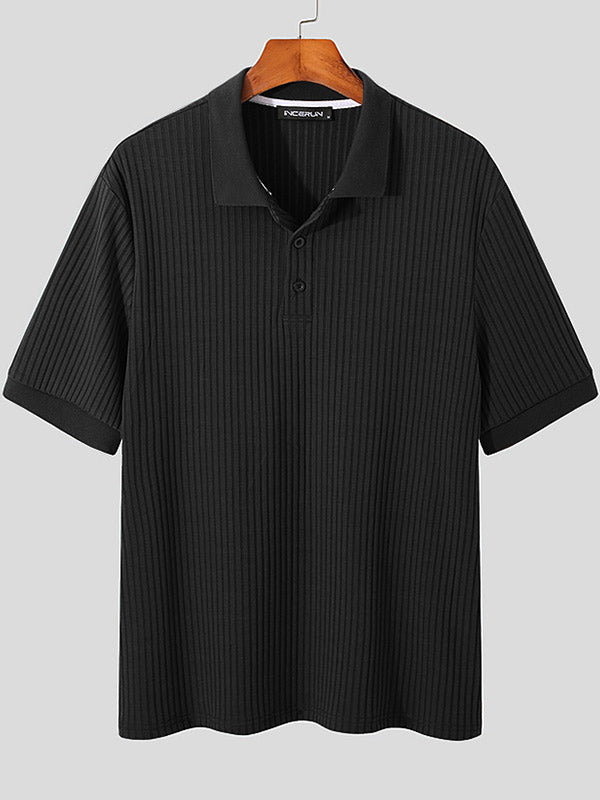 Mens Knitted Rib Pullover Golf Polo Shirt SKUJ37706 – INCERUNMEN