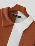 Mens Patchwork Contrast Long Sleeve Lapel Shirt SKUJ92641
