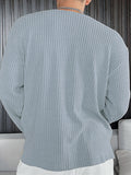Mens Solid Long Sleeve Casual Loose T-shirt SKUJ99745