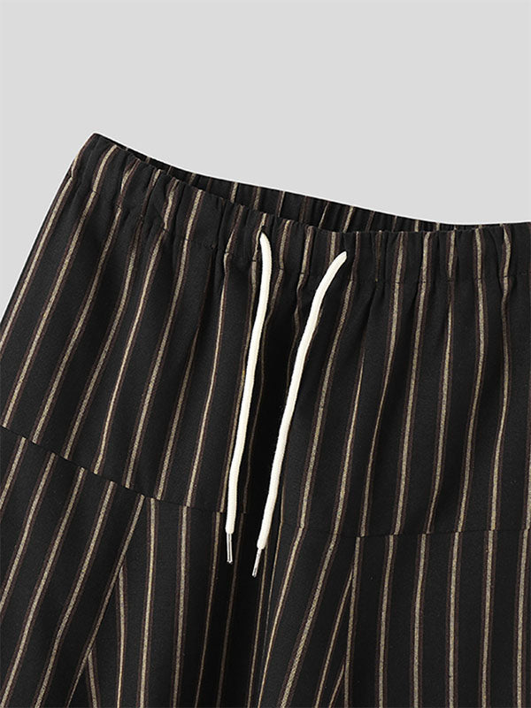Mens Striped Loose Drop Crotch Pants SKUJ95042