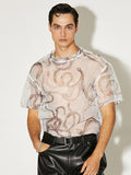 Durchsichtiges Herren-Mesh-T-Shirt mit Schlangenmuster SKUJ23302