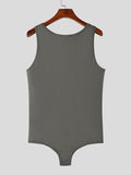 Mens Solid Button Front Sleeveless Bodysuit SKUJ94193