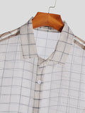 Chemise transparente en maille transparente à carreaux pour homme SKUJ34327