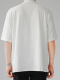 Mens Mock Neck Pleated Short Sleeve T-Shirt SKUJ37846