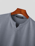 Mens Solid Short Sleeve Notch Neck T-shirt SKUK02867