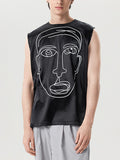 Mens Abstract Figure Face Print Sleeveless Tank SKUJ98714
