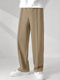 Mens Pleated Solid Casual Straight Pants SKUJ40322