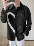 Mens Contrast Heart Patchwork Long Sleeve Lapel Shirt SKUJ49293