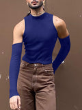 Mens Off Shoulder Cutout Long-sleeved T-shirt SKUI85644