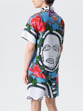 Mens Abstract Figure Print Two Pieces Outfits SKUK00141