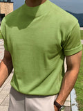 Mens Solid Short Sleeve Half-collar T-shirt SKUJ93249