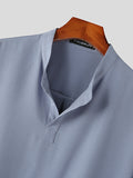 Mens Solid Stand Collar Henley Shirt SKUJ94410