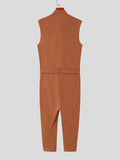 Mens Tie Knot Multi-Pocket Sleeveless Overalls Jumpsuit SKUJ17267