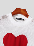 Mens Heart Patchwork Hollow-out Cropped T-shirt SKUJ96555
