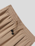 Mens Solid Drawstring Elastic Waist Pocket Pants SKUJ82756