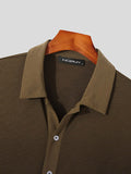 Chemise boutonnée à col à revers en tricot côtelé pour homme SKUJ36242