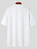 Eng gestricktes Herren-Kurzarm-T-Shirt mit Stehkragen SKUI84258
