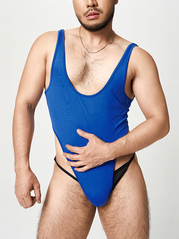 Mens Sexy Solid Color Sleeveless Bodysuit SKUI47070