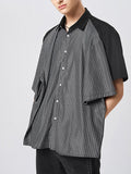 Mens Striped Patchwork Four Sleeve Design Fake Two Pieces Shirt SKUJ96650