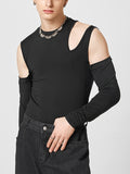 Mens Solid Cutout Long Sleeve T-shirt SKUJ95016