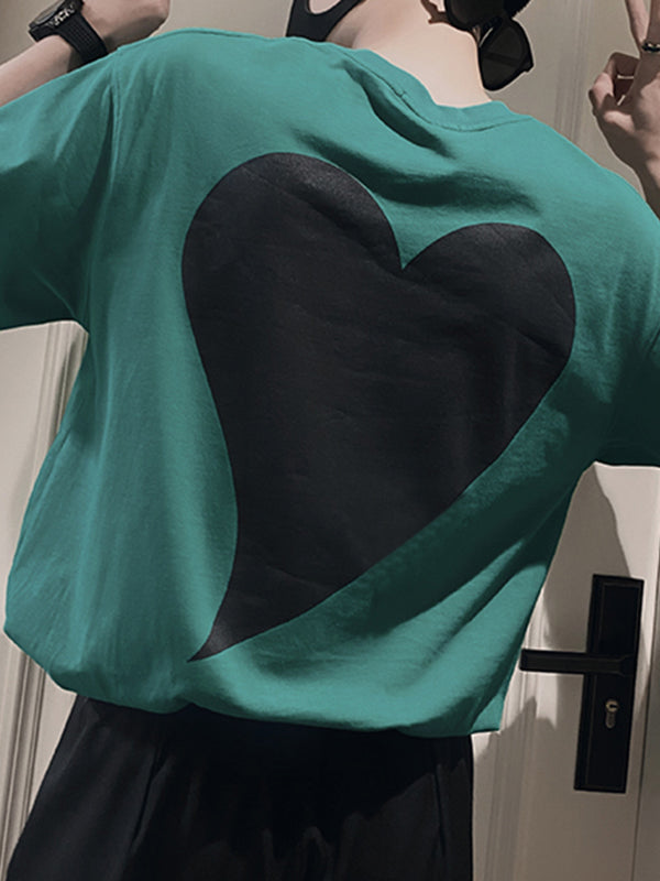 Mens Back Heart Graphic Crew Neck T-Shirt SKUK03517