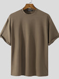 Mens Casual Solid Color Round Neck T-shirt SKUH64832