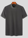 Mens Solid Short Sleeve Half-collar Knit T-shirt SKUK02726
