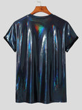 Herren-T-Shirt mit glänzender Beschichtung, schmal, SKUJ20874