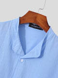 Mens Stand Collar Three-quarter Sleeve Shirt SKUJ11427